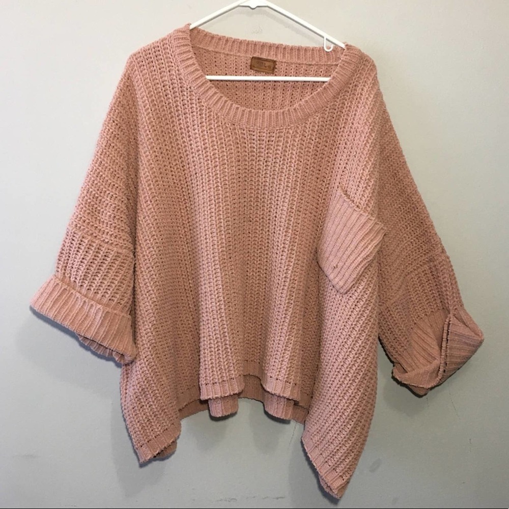 POL Wide Sleeve Box  Blush Pink Knit Sweater M